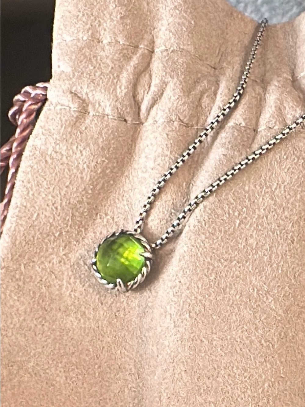 David Yurman Petite Chatelaine Peridot Sterling Silver Necklace - Picture 2 of 4